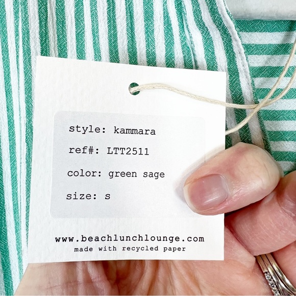 Beach Lunch Lounge Kammara Sleeveless Top Green & White Striped Size Small NWT - Picture 8 of 10